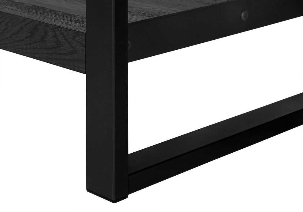 24" Black Distressed Wood And Iron Frame End Table With Shelf — view 8