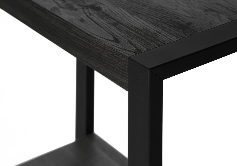 24" Black Distressed Wood And Iron Frame End Table With Shelf — view 9