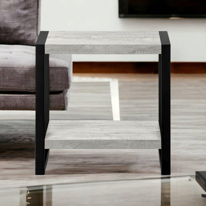 24" Black And Gray End Table With Shelf - FurniFindUSA