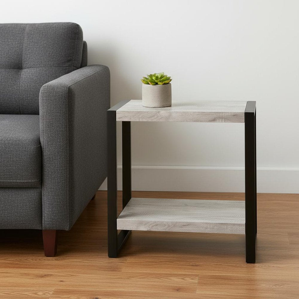 24" Black And Gray End Table With Shelf HomeRoots