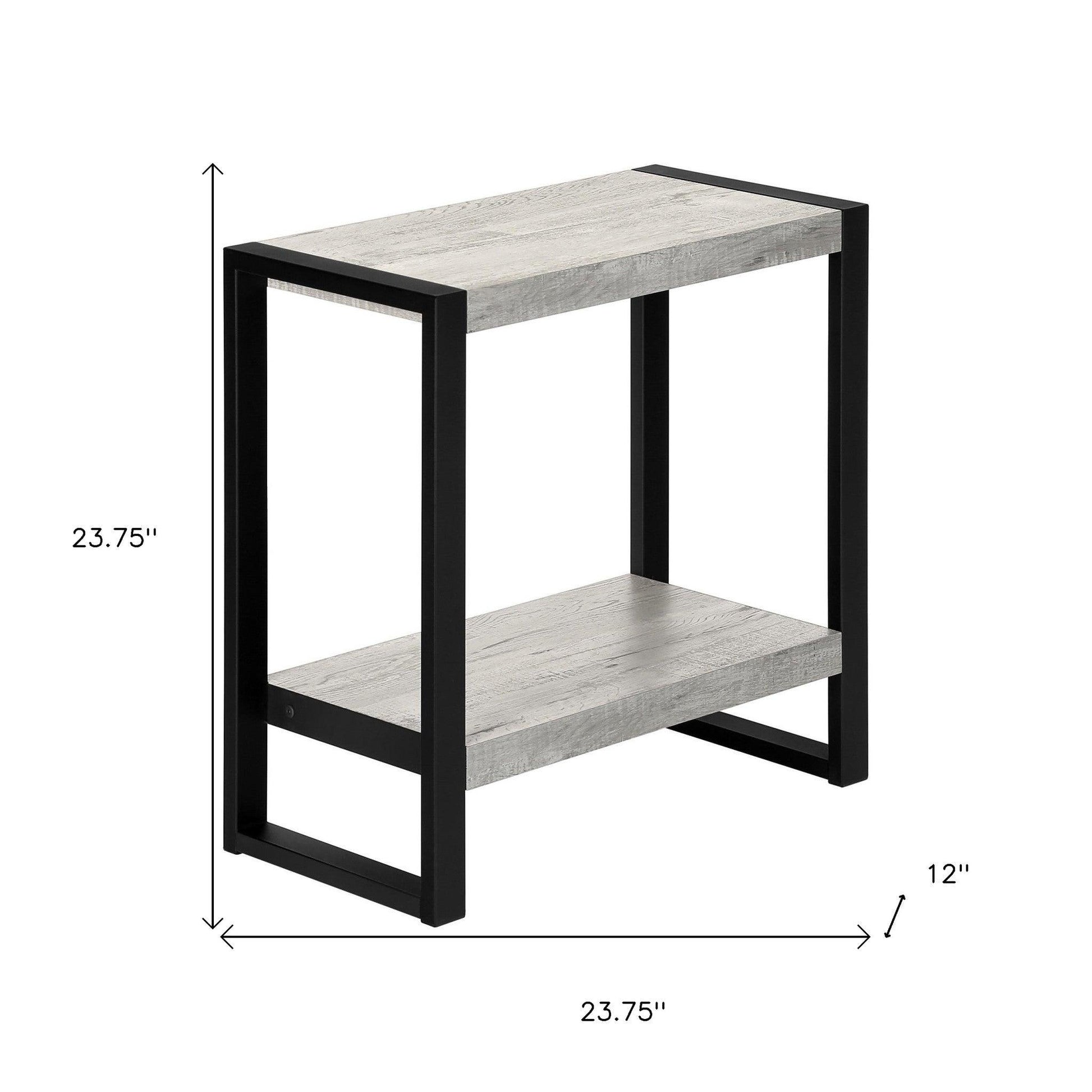 24" Black And Gray End Table With Shelf - FurniFindUSA