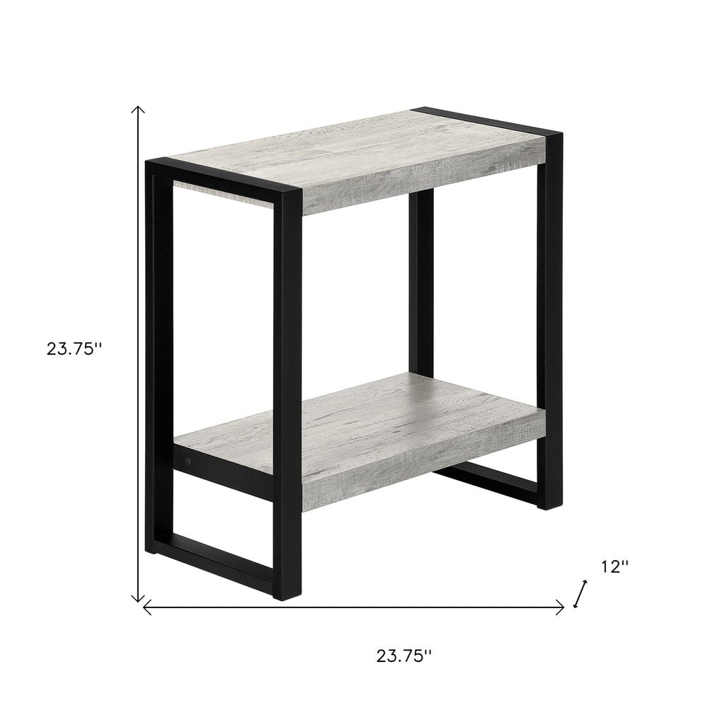 24" Black And Gray End Table With Shelf HomeRoots
