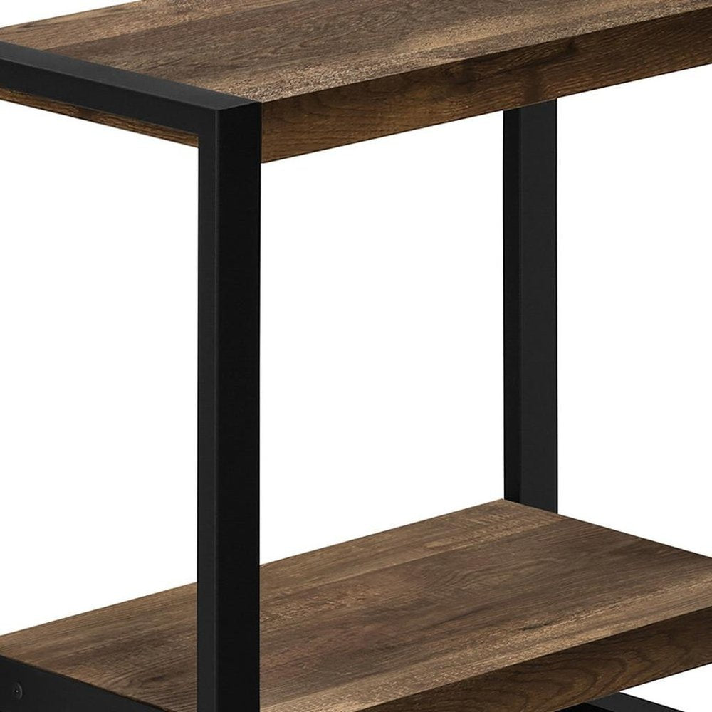 24" Black And Brown End Table With Shelf HomeRoots