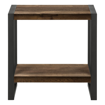 24" Black And Brown End Table With Shelf