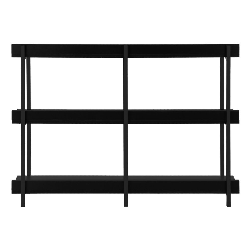47" Black Wood and Metal Frame Console Table With Three Shelves HomeRoots