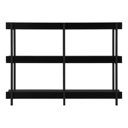47" Black Wood and Metal Frame Console Table With Three Shelves