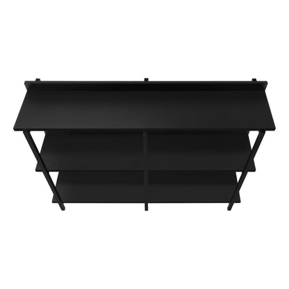 47" Black Wood and Metal Frame Console Table With Three Shelves HomeRoots