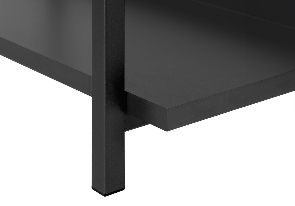 47" Black Wood and Metal Frame Console Table With Three Shelves — view 9