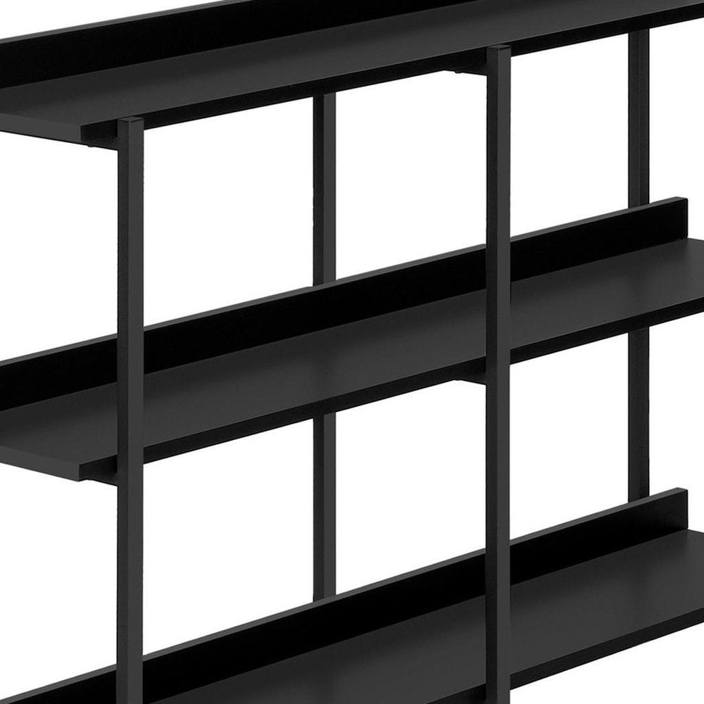47" Black Wood and Metal Frame Console Table With Three Shelves — view 11