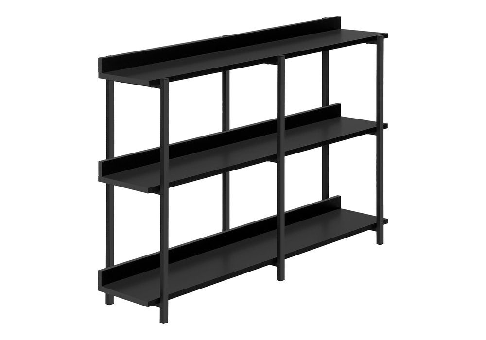 47" Black Wood and Metal Frame Console Table With Three Shelves HomeRoots