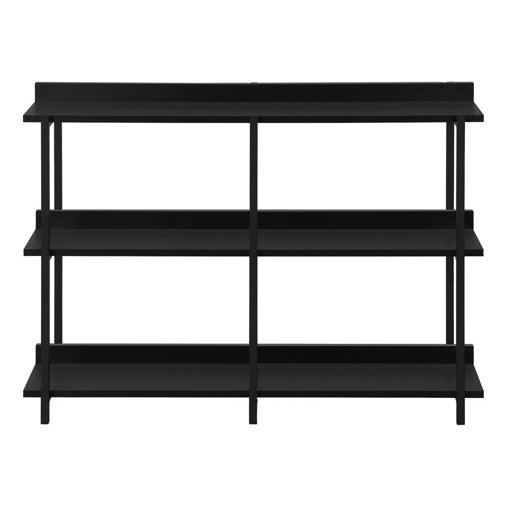 47" Black Wood and Metal Frame Console Table With Three Shelves — view 4