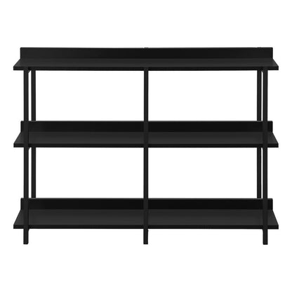 47" Black Wood and Metal Frame Console Table With Three Shelves