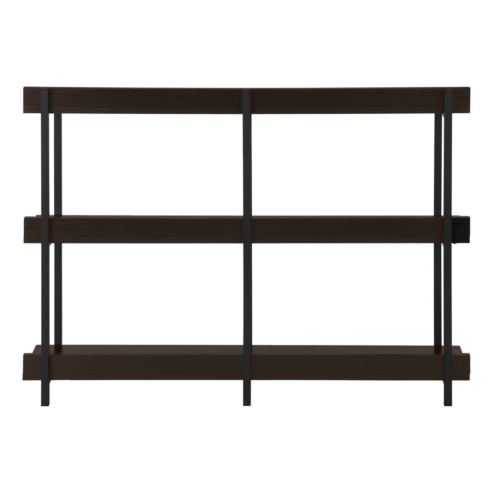 47" Brown and Black Wood and Metal Frame Console Table With Three Shelves HomeRoots