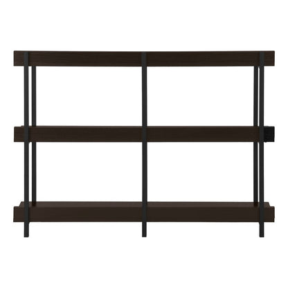 47" Brown and Black Wood and Metal Frame Console Table With Three Shelves HomeRoots