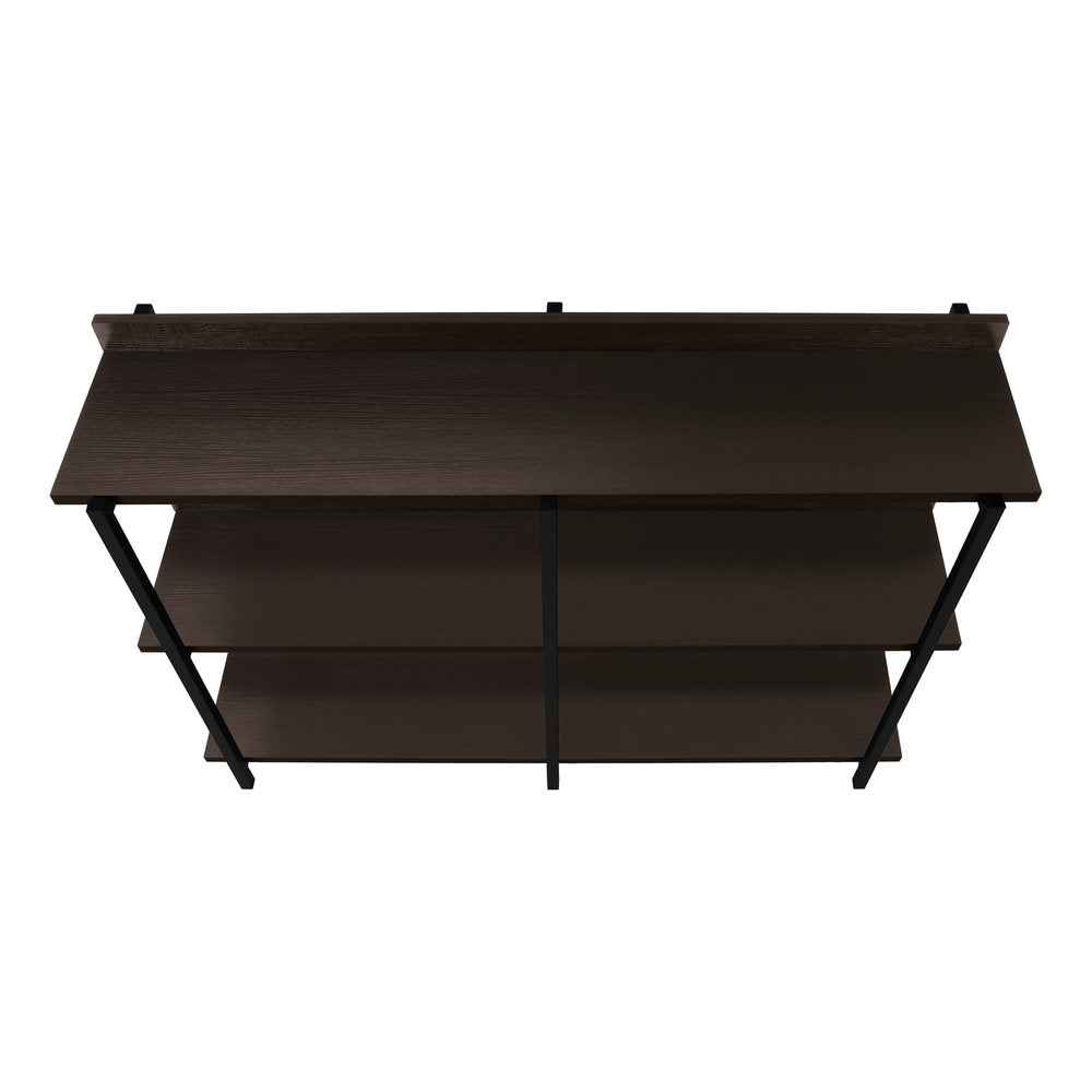47" Brown and Black Wood and Metal Frame Console Table With Three Shelves HomeRoots