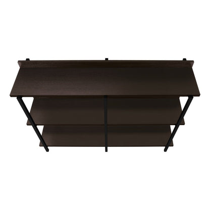 47" Brown and Black Wood and Metal Frame Console Table With Three Shelves HomeRoots