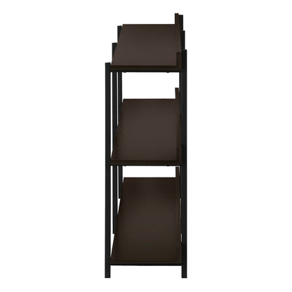 47" Brown and Black Wood and Metal Frame Console Table With Three Shelves HomeRoots