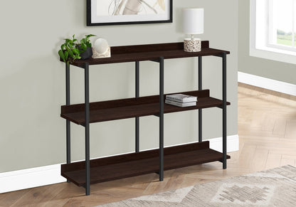 47" Brown and Black Wood and Metal Frame Console Table With Three Shelves HomeRoots