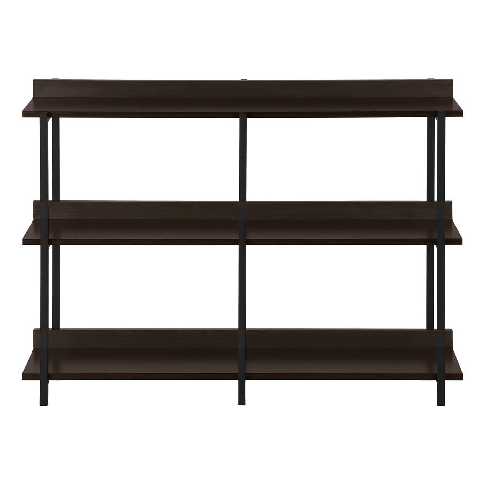 47" Brown and Black Wood and Metal Frame Console Table With Three Shelves HomeRoots