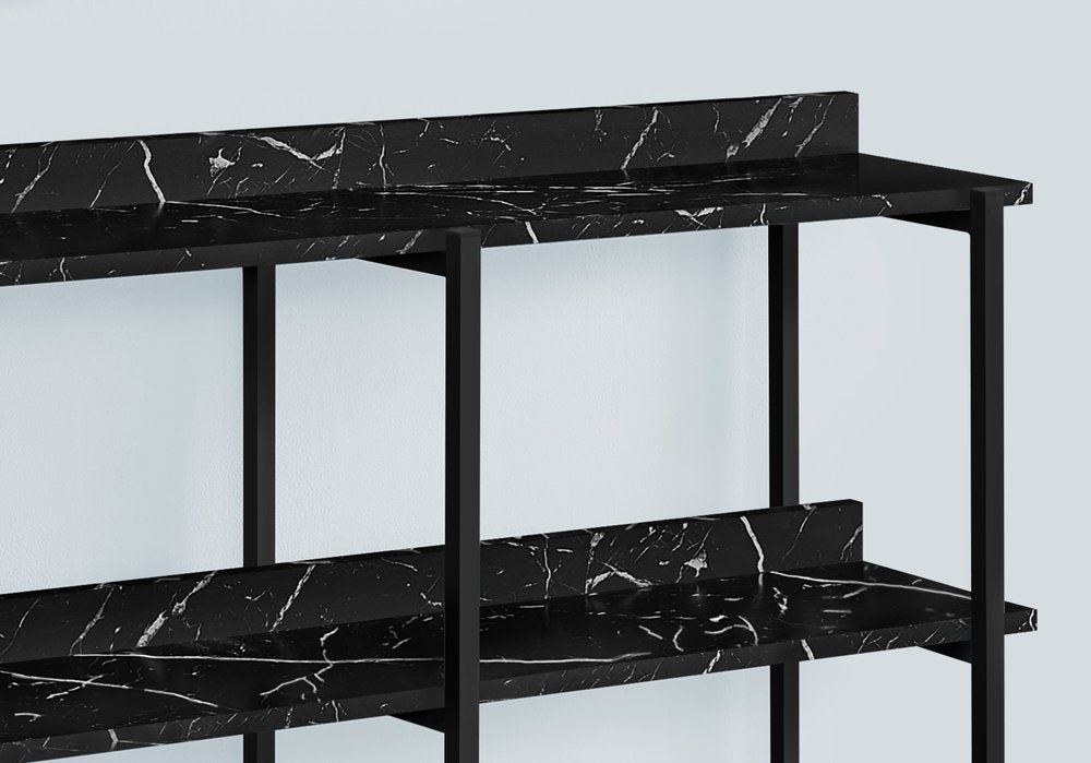 34" Black End Table With Three Shelves — view 4