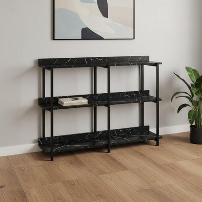 34" Black End Table With Three Shelves HomeRoots