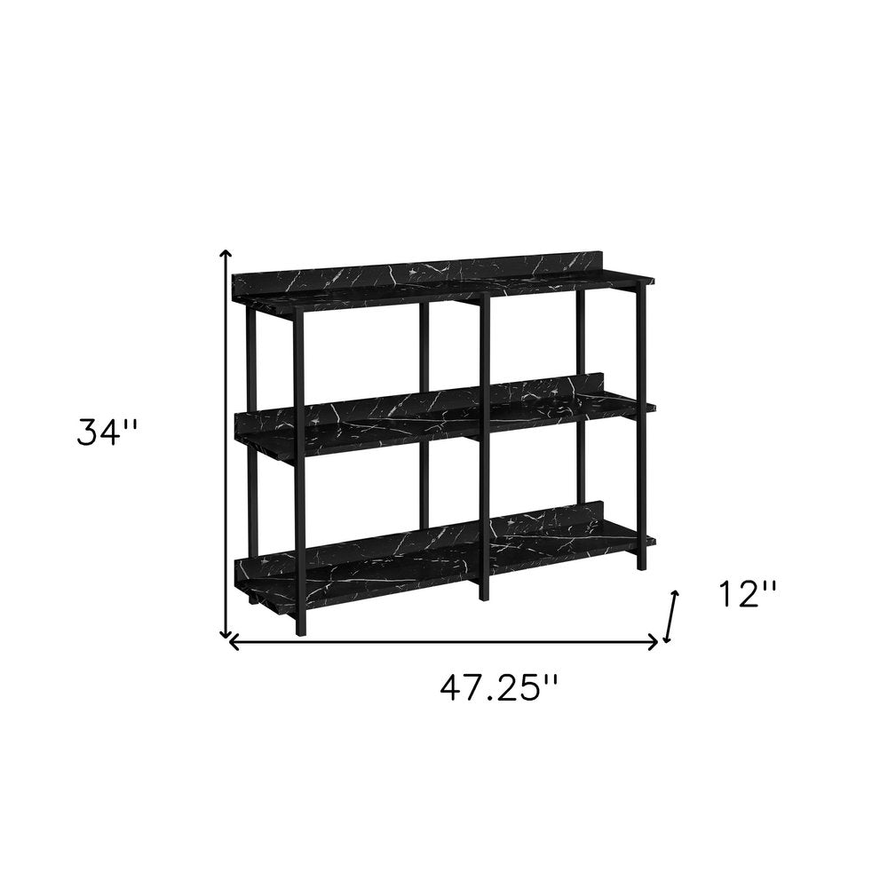 34" Black End Table With Three Shelves HomeRoots