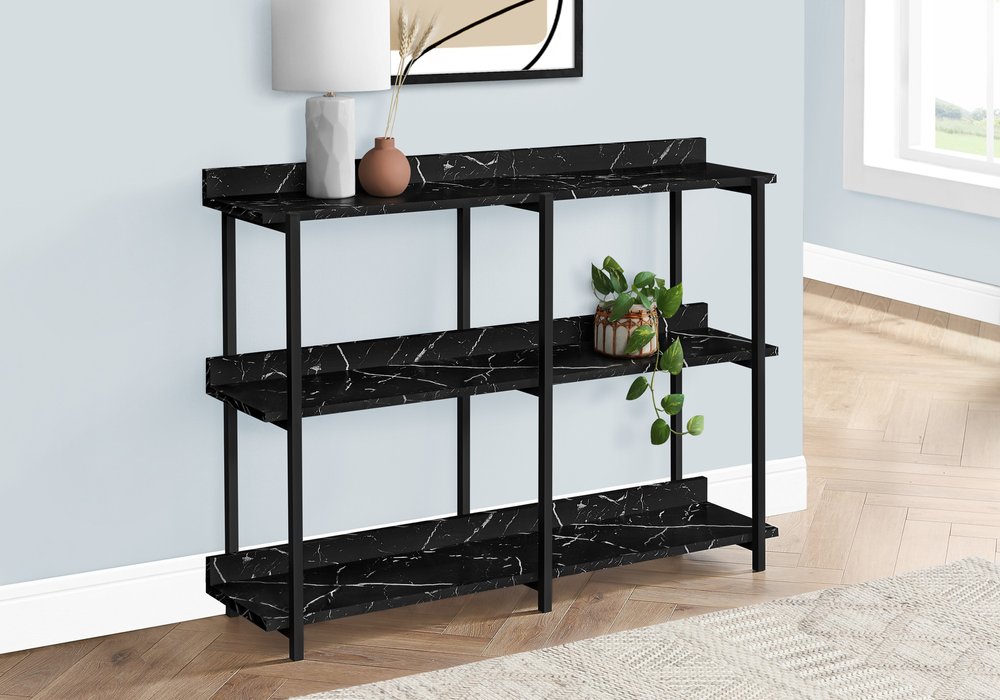 34" Black End Table With Three Shelves — view 6
