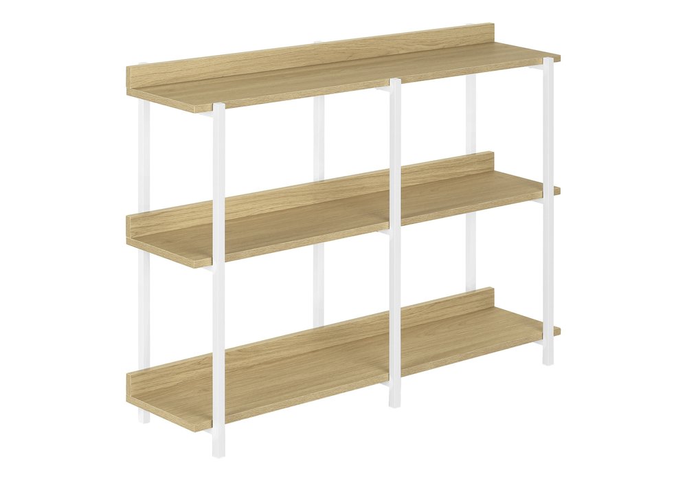 47" Natural and White Wood and Metal Frame Console Table With Three Shelves — view 2