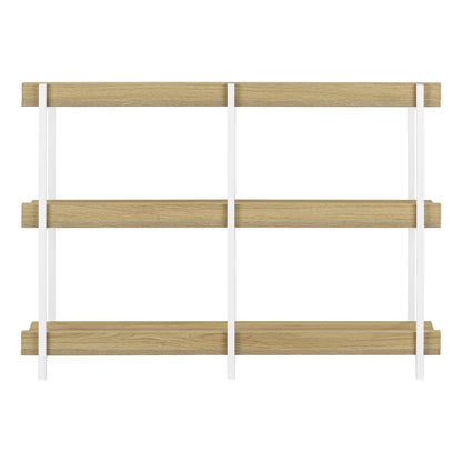 47" Natural and White Wood and Metal Frame Console Table With Three Shelves