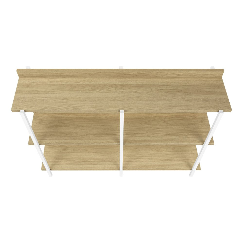 47" Natural and White Wood and Metal Frame Console Table With Three Shelves — view 7