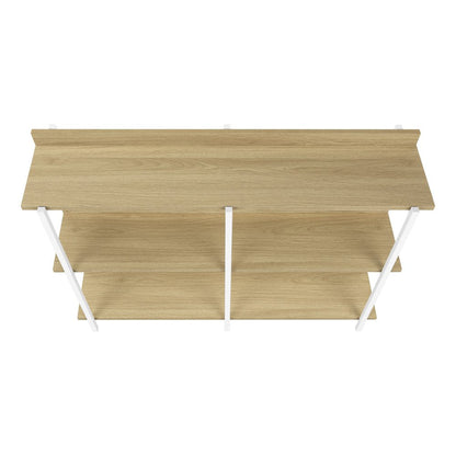 47" Natural and White Wood and Metal Frame Console Table With Three Shelves HomeRoots