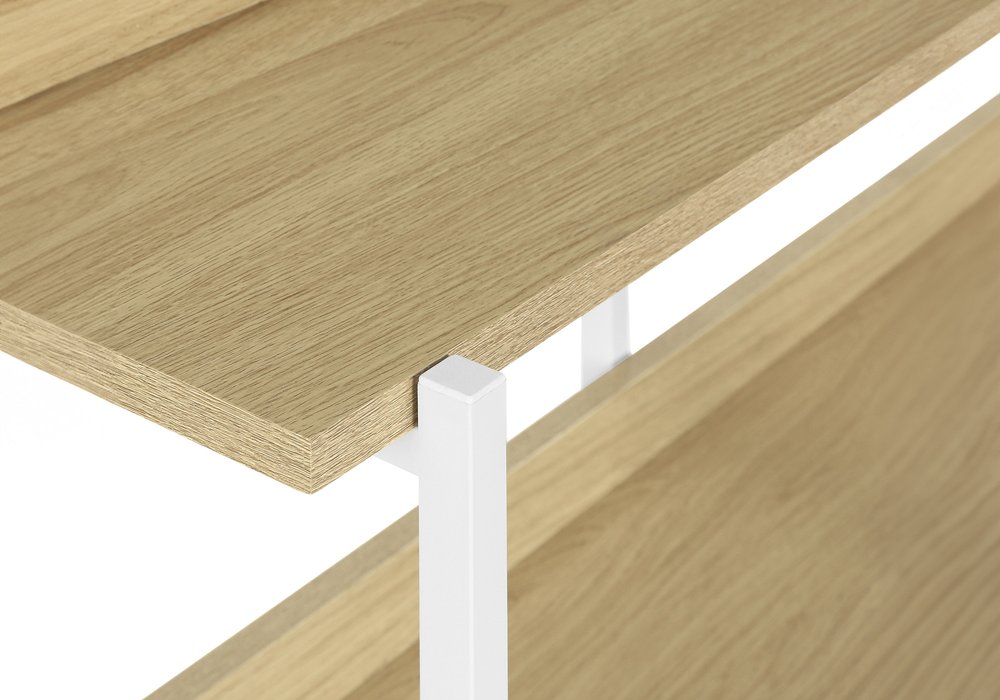 47" Natural and White Wood and Metal Frame Console Table With Three Shelves — view 8