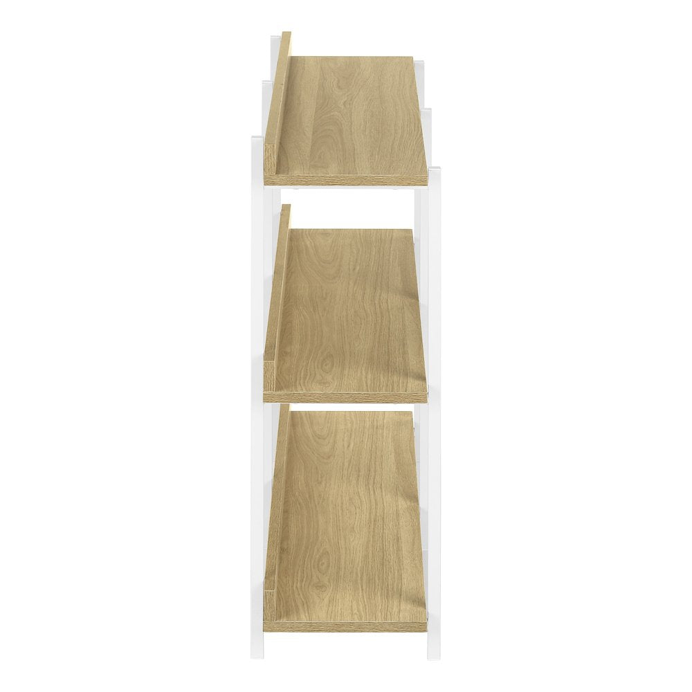 47" Natural and White Wood and Metal Frame Console Table With Three Shelves — view 9