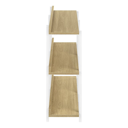 47" Natural and White Wood and Metal Frame Console Table With Three Shelves