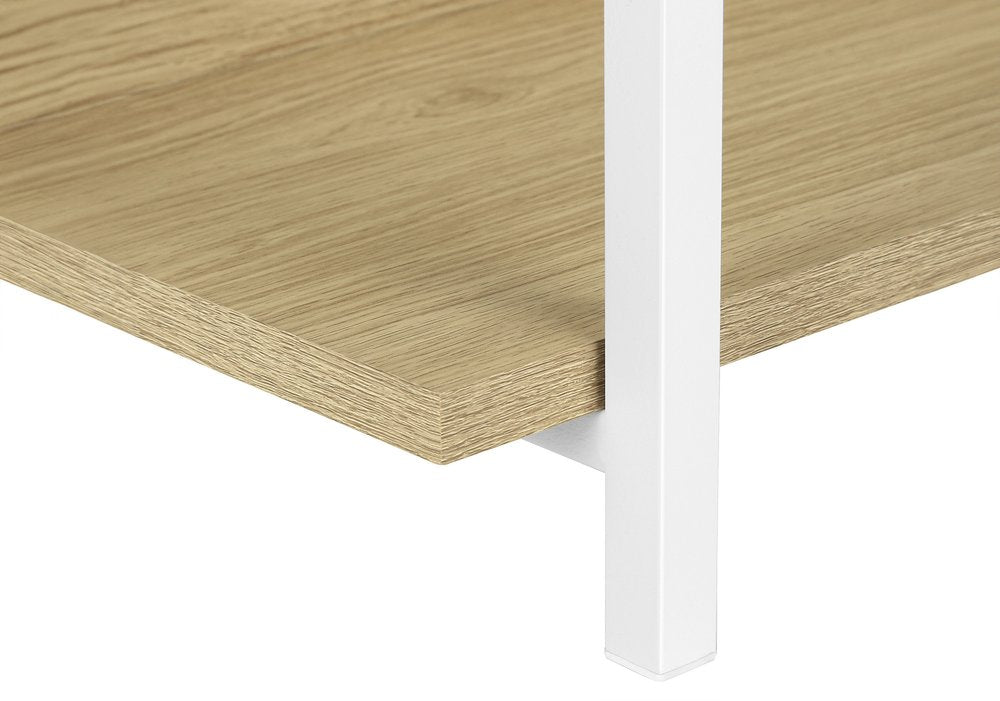 47" Natural and White Wood and Metal Frame Console Table With Three Shelves — view 10