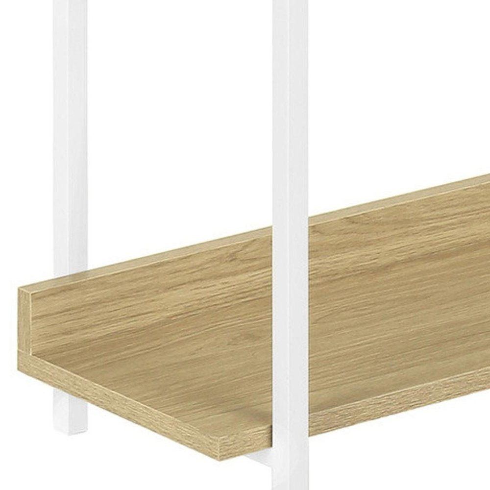 47" Natural and White Wood and Metal Frame Console Table With Three Shelves — view 11