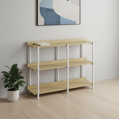 47" Natural and White Wood and Metal Frame Console Table With Three Shelves HomeRoots