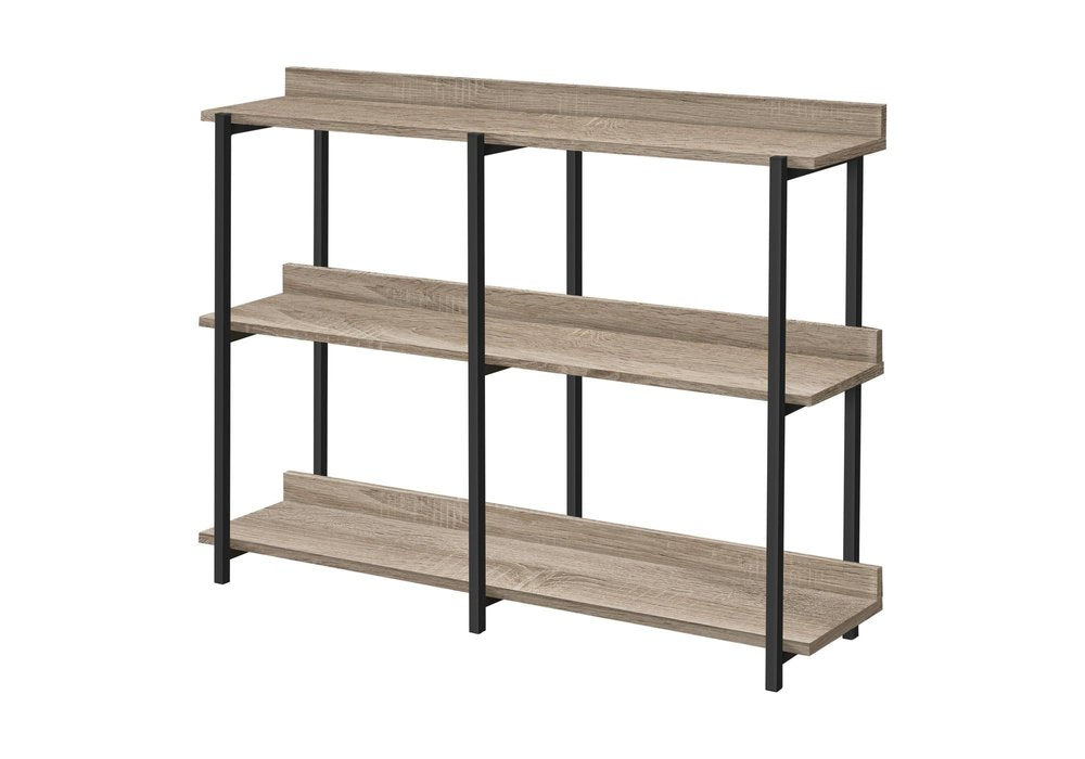 47" Taupe and Black Wood and Metal Frame Console Table With Three Shelves — view 4