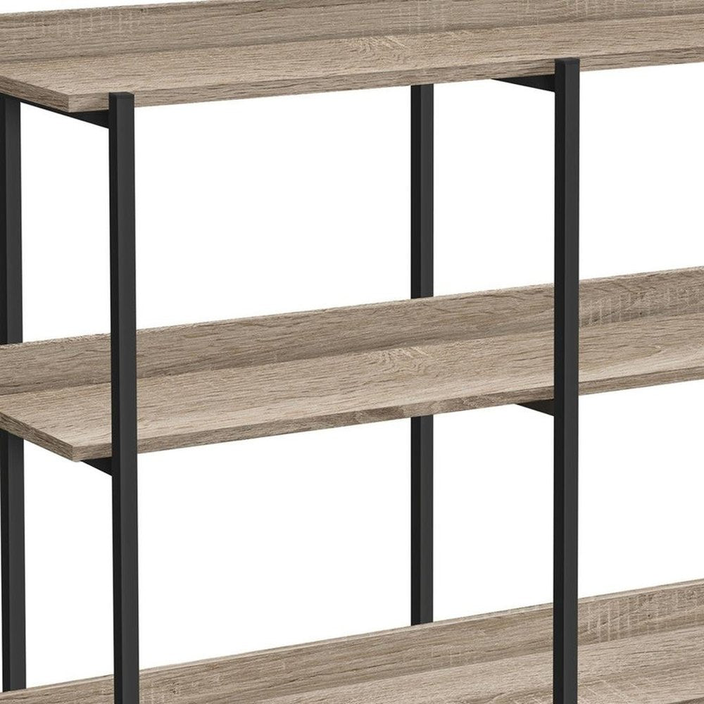 47" Taupe and Black Wood and Metal Frame Console Table With Three Shelves HomeRoots