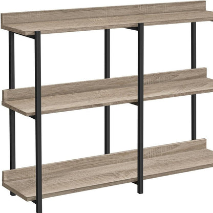47" Taupe and Black Wood and Metal Frame Console Table With Three Shelves HomeRoots