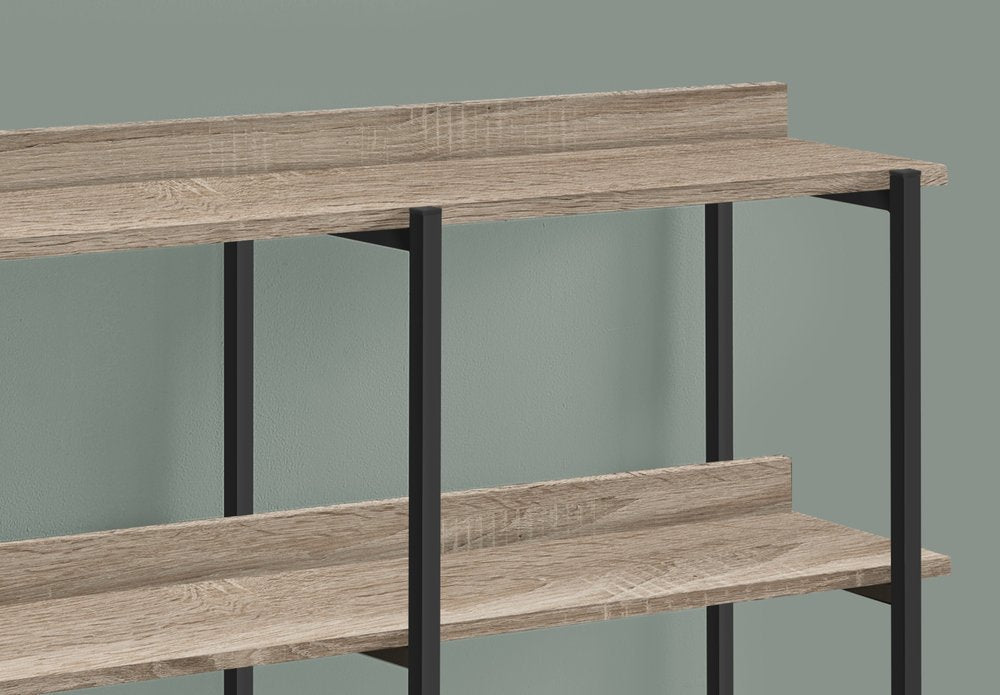 47" Taupe and Black Wood and Metal Frame Console Table With Three Shelves HomeRoots