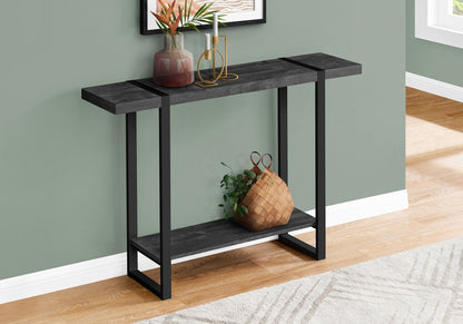 47" Black Wood and Metal Distressed Sled Console Table With Shelf HomeRoots
