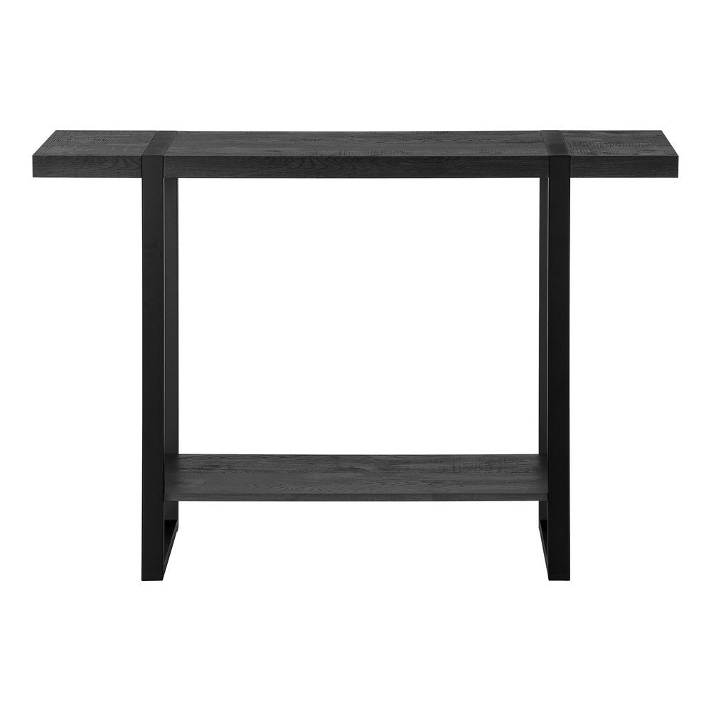 47" Black Wood and Metal Distressed Sled Console Table With Shelf HomeRoots