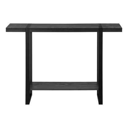 47" Black Wood and Metal Distressed Sled Console Table With Shelf HomeRoots