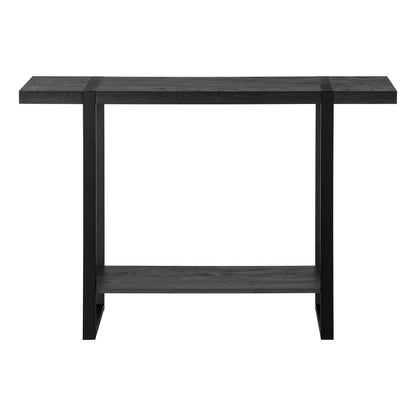47" Black Wood and Metal Distressed Sled Console Table With Shelf