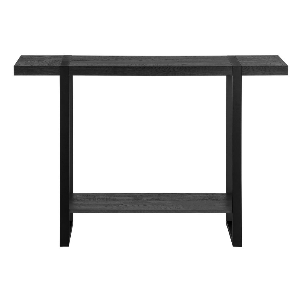 47" Black Wood and Metal Distressed Sled Console Table With Shelf HomeRoots