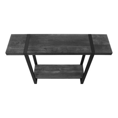 47" Black Wood and Metal Distressed Sled Console Table With Shelf HomeRoots