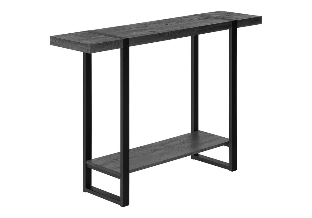 47" Black Wood and Metal Distressed Sled Console Table With Shelf HomeRoots