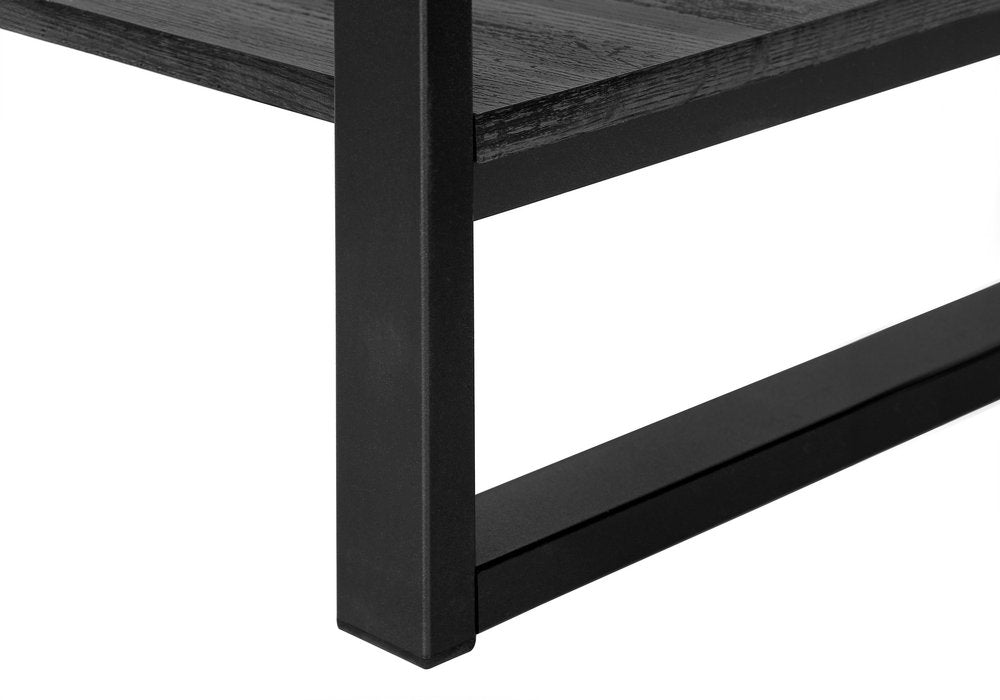 47" Black Wood and Metal Distressed Sled Console Table With Shelf HomeRoots