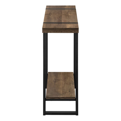 47" Brown and Black Wood and Metal Distressed Sled Console Table With Shelf HomeRoots